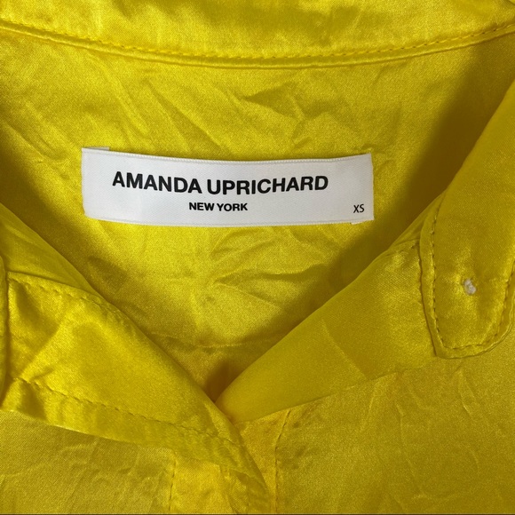 Amanda Uprichard yellow satin button down top - Picture 3 of 3